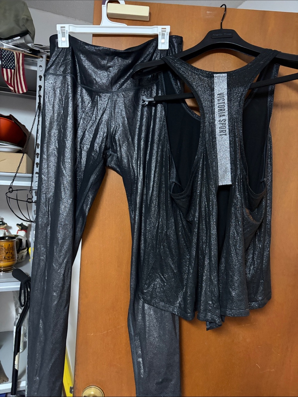 Victoria’s Secret sport Women's Metallic Black Leggings & Tank Set